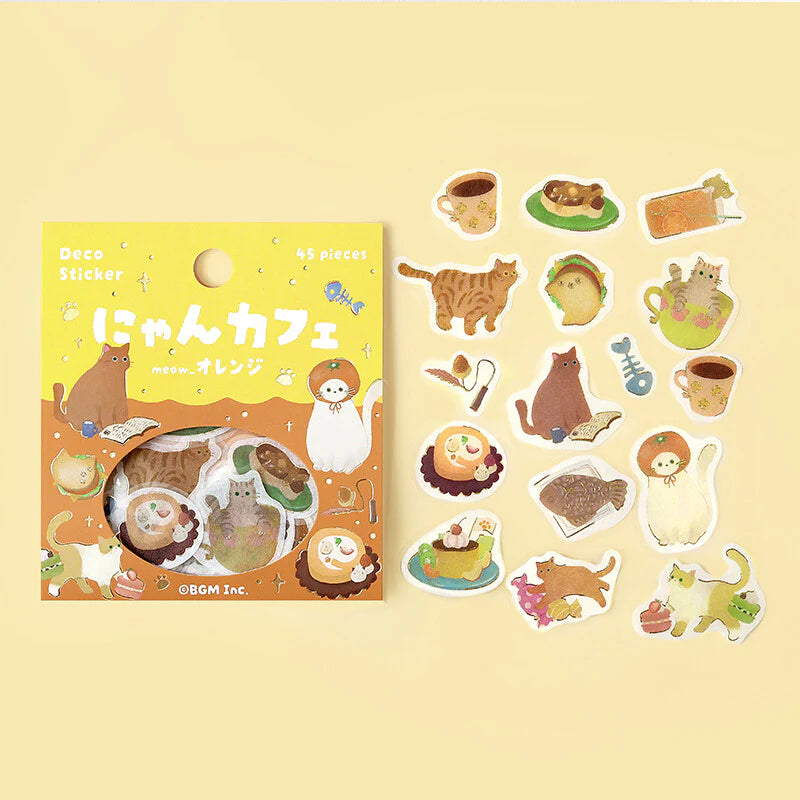 Cat Cafe Gold Foil Sticker Flakes - Orange - VGMX