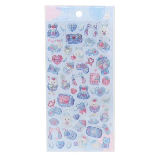 Rabbit Melty Cool Blue Holographic Stickers - VGMX