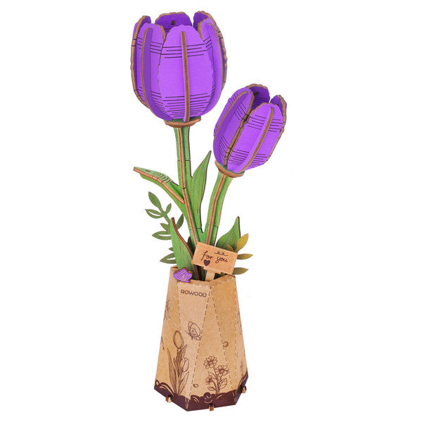 Robotime Rowood Purple Tulip Wooden Bloom Craft - VGMX
