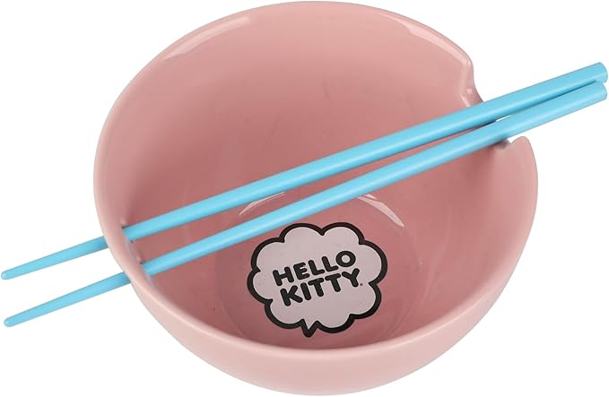 Bioworld Sanrio Hello Kitty 6 in. Ceramic Ramen Bowls with Chopsticks (Various Designs)