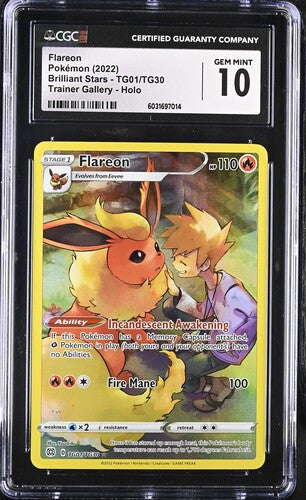 Pokémon: Flareon TG01/TG30 Brilliant Stars Trainer Gallery CGC Gem Mint 10 - VGMX