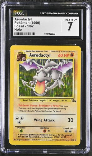 Pokémon Aerodactyl 1/62 Holo Fossil CGC 7 - VGMX