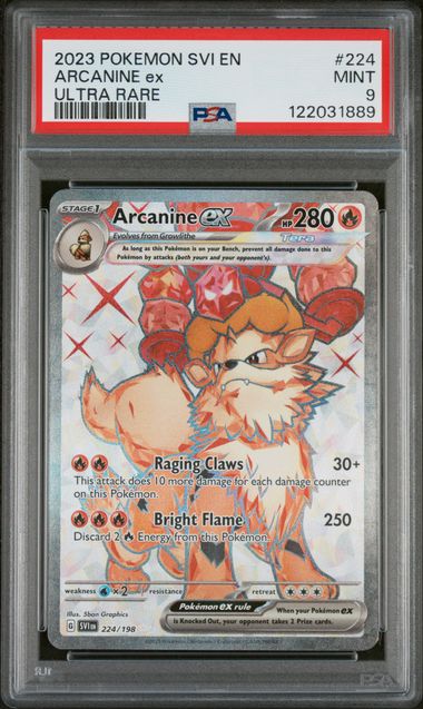Pokémon: Arcanine ex - Scarlet & Violet Base Set - PSA 9