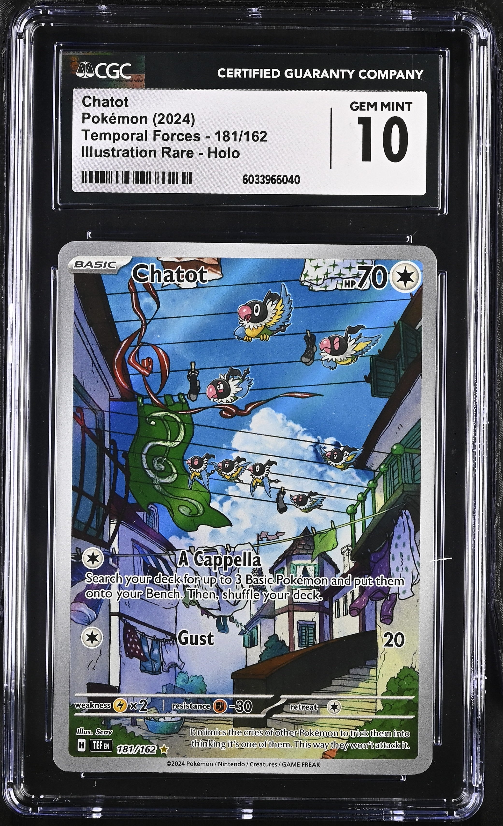Pokémon: Chatot 181/162 Temporal Forces CGC Gem Mint 10 - VGMX