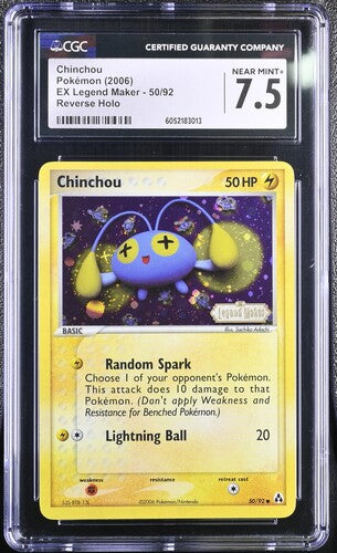 Pokémon: Chinchou Reverse Holo 50/92 - EX Legend Maker CGC 7.5 - VGMX
