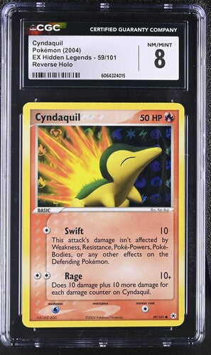 Pokemon: Cyndaquil 59/101 (Reverse Holo) - Hidden Legends - CGC 8