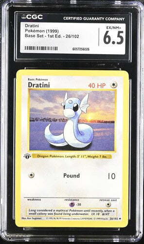 Pokemon: Dratini 26/102 - Base Set 1st Edition Shadowless - CGC 6.5