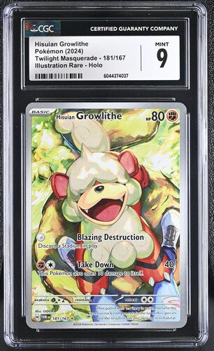Pokémon: Hisuian Growlithe 181/167 - Twilight Masquerade CGC 9 - VGMX