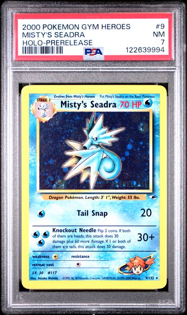 Pokemon: Misty's Seadra (Prerelease Stamp) - 09/132 - Gym Heroes - PSA 7 - VGMX