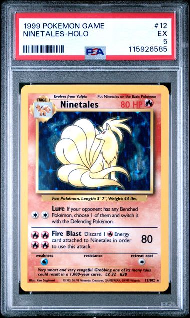Pokémon: Ninetales 12/102 Holo Base Set Unlimited PSA 5 - VGMX