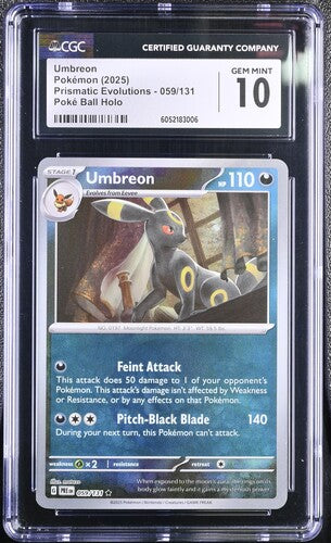 Pokémon: Umbreon 059/131 Pokeball Holo - Prismatic Evolutions CGC Gem Mint 10 - VGMX