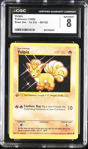Pokemon: Vulpix 68/102 - Base Set 1st Edition Shadowless - CGC 8