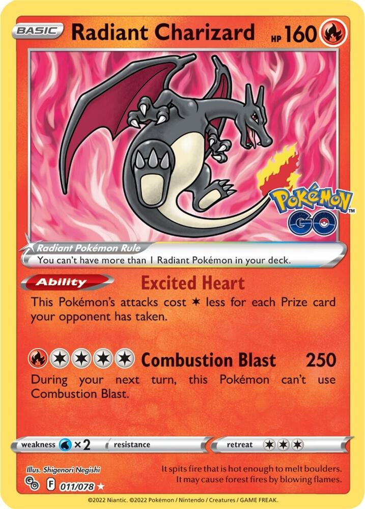 Pokemon: Radiant Charizard 011/078 - Pokemon GO - VGMX