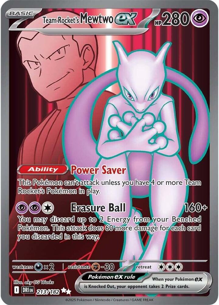 Pokemon: Team Rocket's Mewtwo ex 213/182 - Destined Rivals - VGMX
