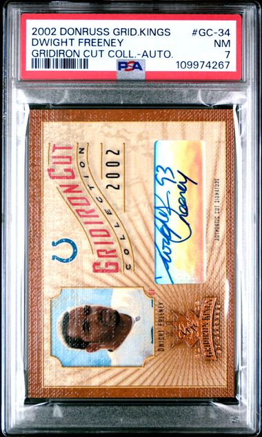 2002 Donruss Gridiron Kings Gridiron Cut Collection GC-34 Dwight Freeney RC Auto /400 PSA 7 - VGMX