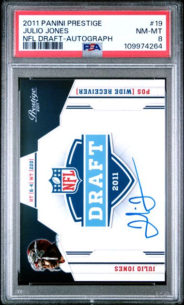 2011 Panini Prestige #19 JULIO JONES NFL Draft Class RC Rookie Auto PSA 8 - VGMX
