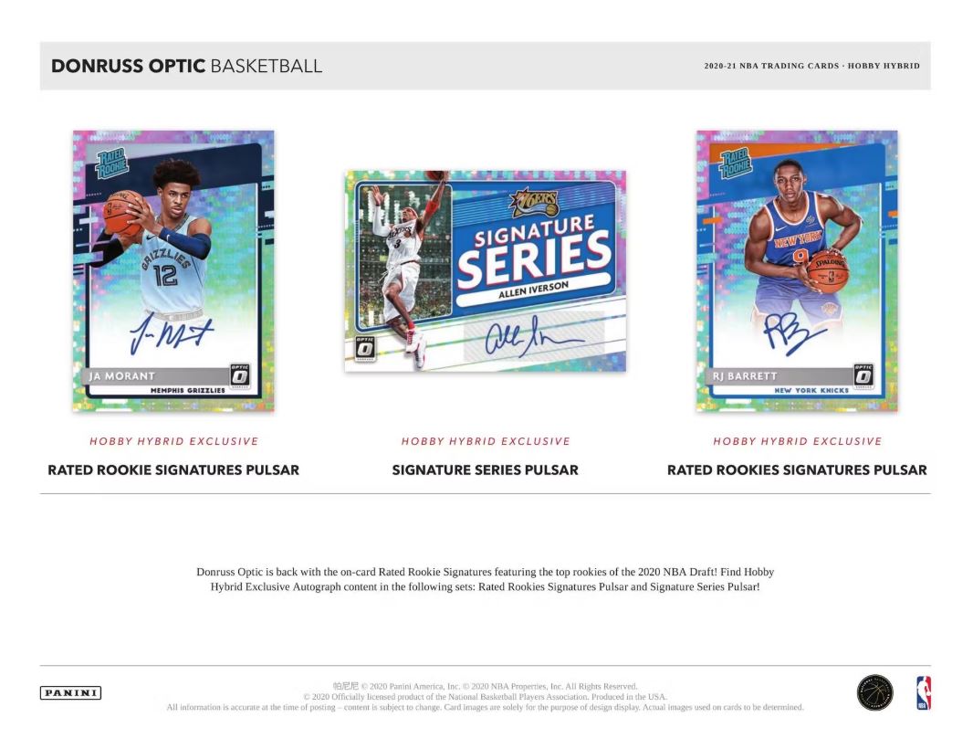 2020/21 Panini Donruss Optic Basketball H2 Hobby Hybrid Box - VGMX