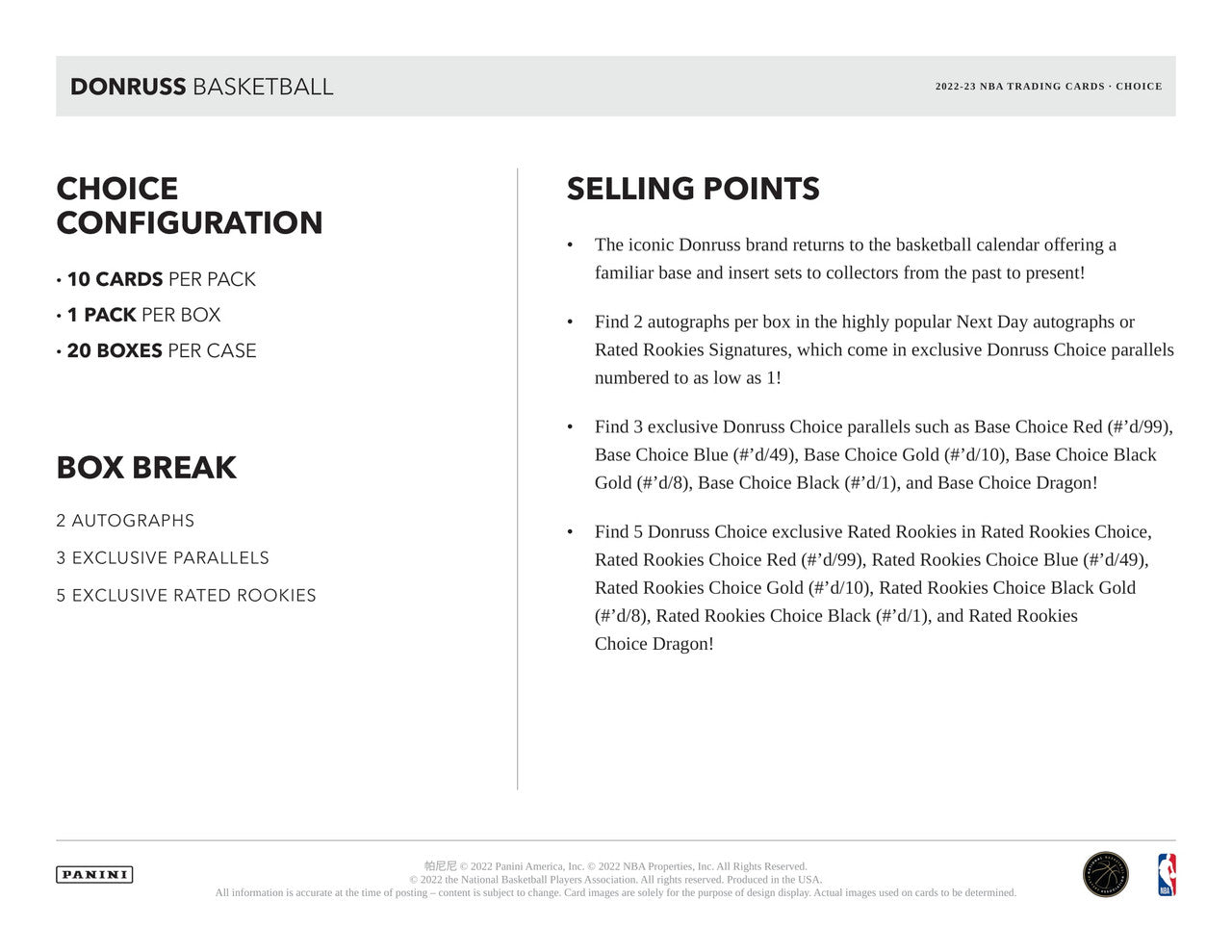 2022-23 Panini Donruss Choice Basketball Box - VGMX