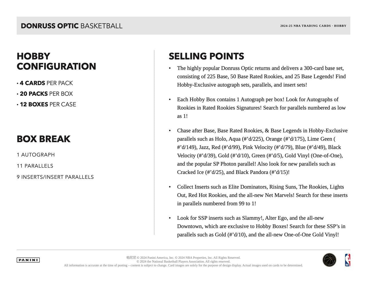 2024-25 Panini Donruss Optic Basketball Hobby Pack - VGMX