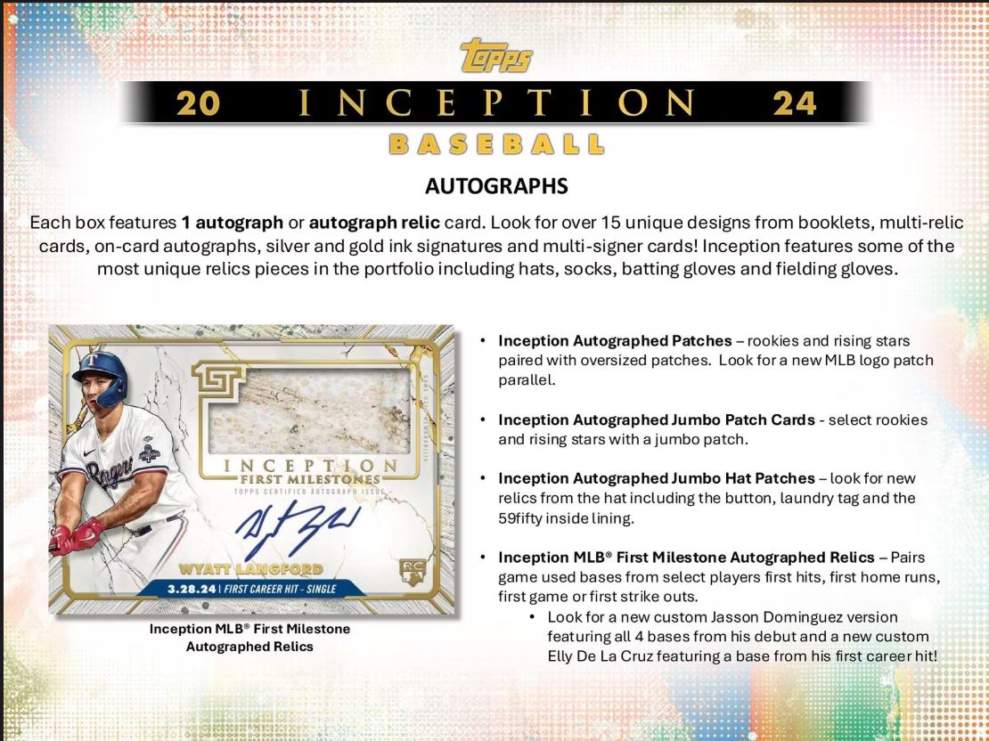 2024 Topps Inception MLB Baseball Hobby Box - VGMX