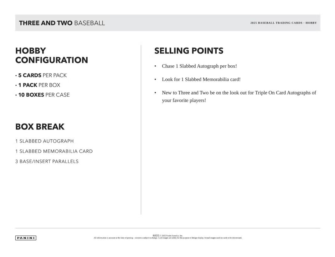 2025 Panini Three & Two Baseball Hobby Box