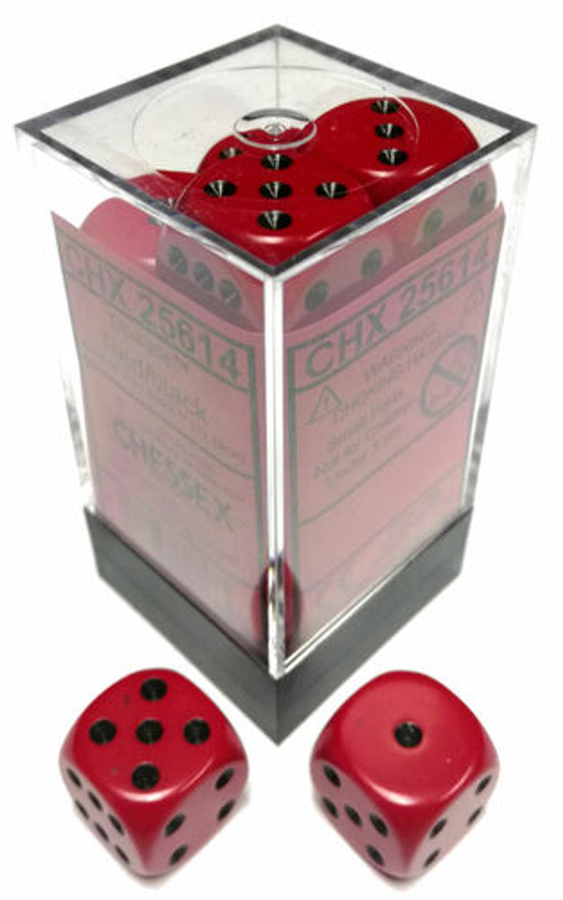 Chessex Dice: Opaque 16mm D6 Red/Black (12) - VGMX