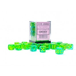 Chessex Gemini Translucent Green-Teal/Yellow 12MM D6 Dice Block - VGMX
