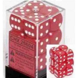 Chessex: Opaque D6 Red/White Dice Block (12) - VGMX