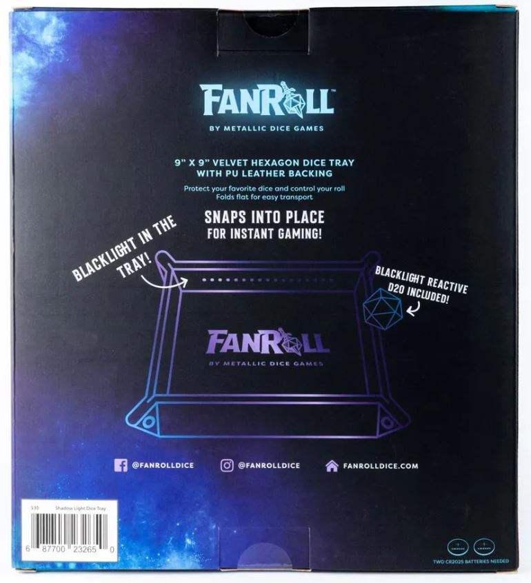 FanRoll: Shadow Light Dice Tray w/ 1CT D20 - Black - VGMX