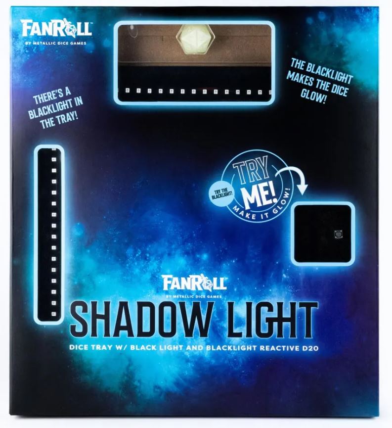 FanRoll: Shadow Light Dice Tray w/ 1CT D20 - Black - VGMX