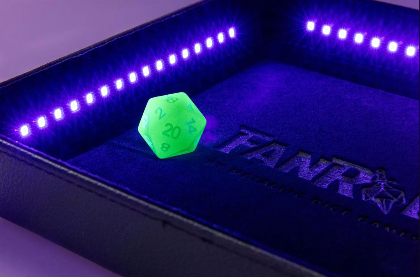 FanRoll: Shadow Light Dice Tray w/ 1CT D20 - Black - VGMX