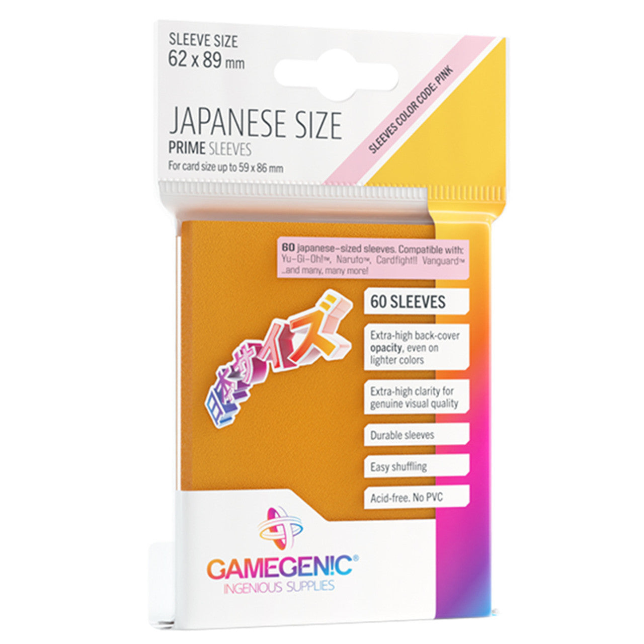 Game Genic: Orange Prime Sleeves - Japanese Size (60ct) - VGMX