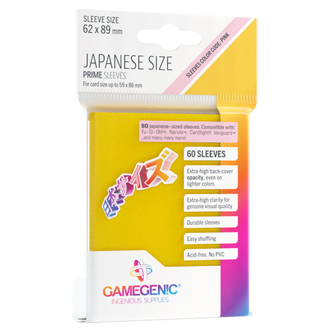 Game Genic: Yellow Prime Sleeves - Japanese Size (60ct) - VGMX