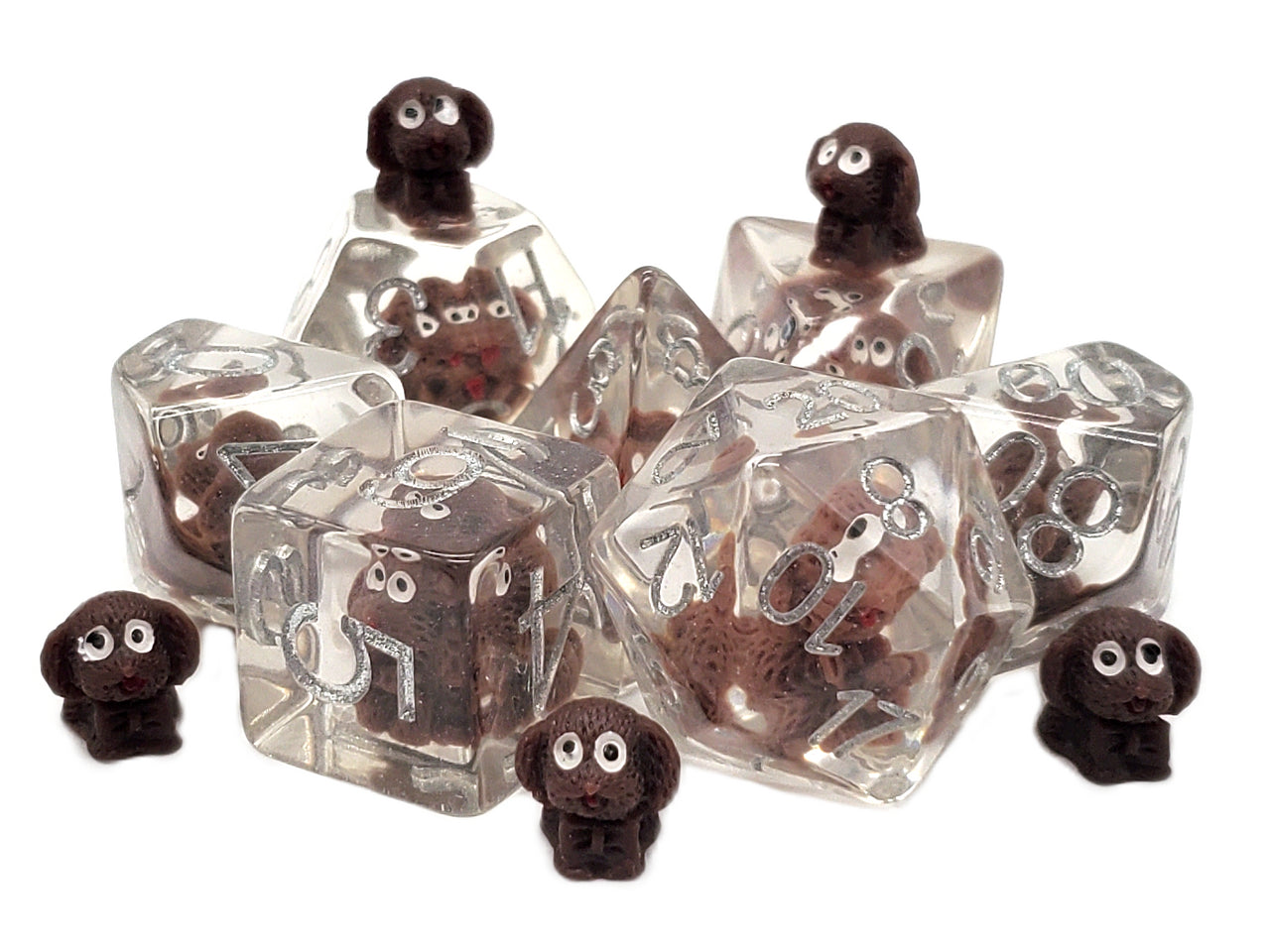 Old School 7 Piece DnD RPG Dice Set: Animal Kingdom - Here Doggy Doggy - VGMX