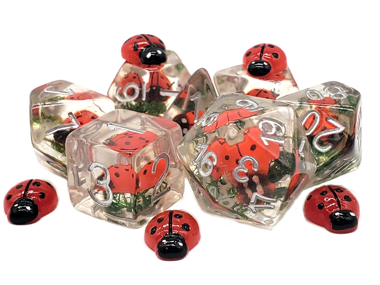 Old School 7 Piece DnD RPG Dice Set: Animal Kingdom - Ladybug Dance - VGMX