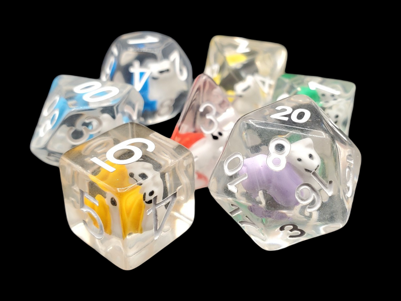 Old School 7 Piece DnD RPG Dice Set: Animal Kingdom - Snail Rainbow - VGMX