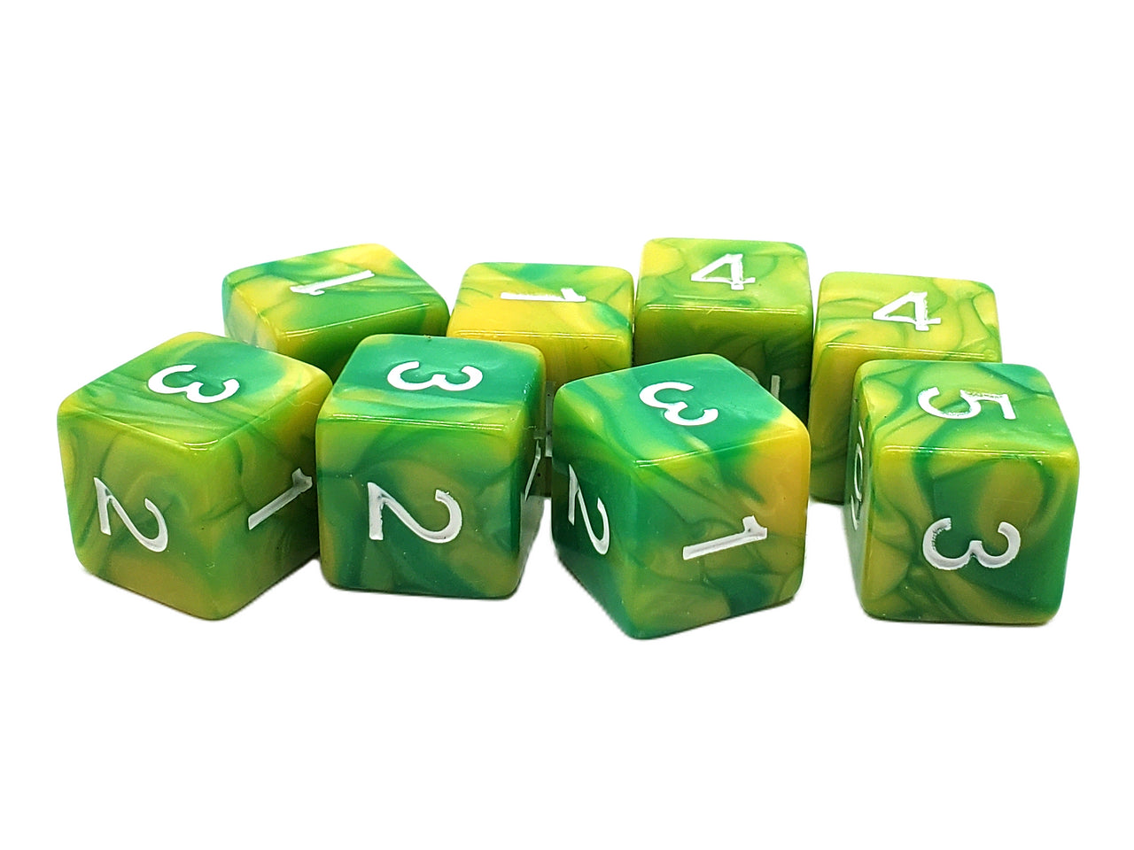 Old School 8-Piece D6 Dice Set: Vorpal - Green & Yellow - VGMX