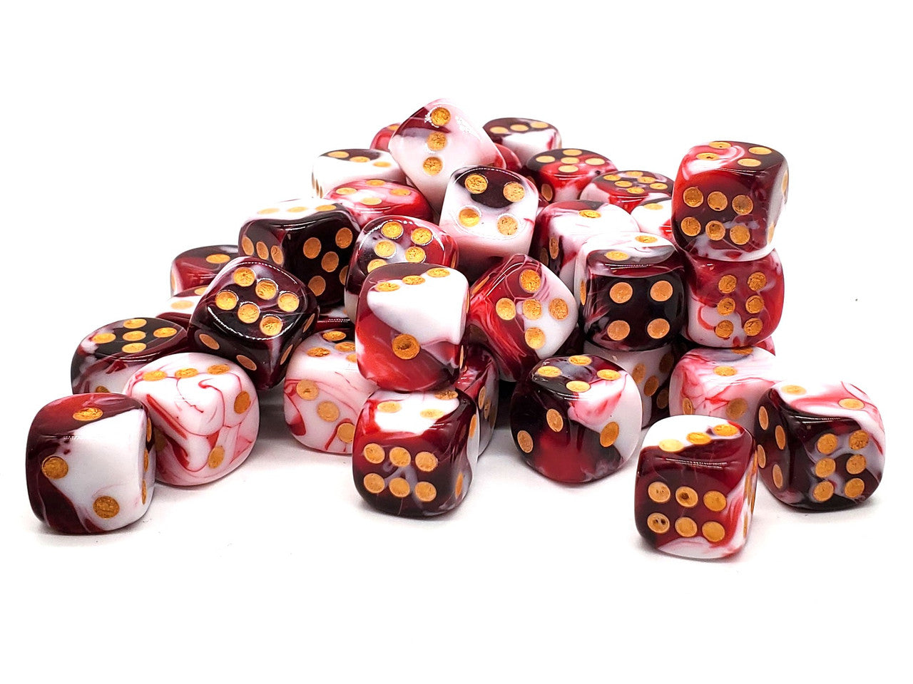 Old School Dice: Bag O' D6's 12mm 50ct - Vorpal - Blood Red & White - VGMX