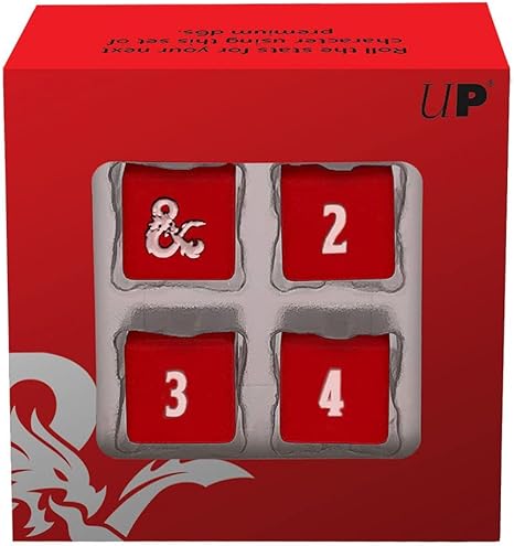 Ultra Pro Dungeon & Dragons Heavy Metal Red and White D6 Dice Set - VGMX