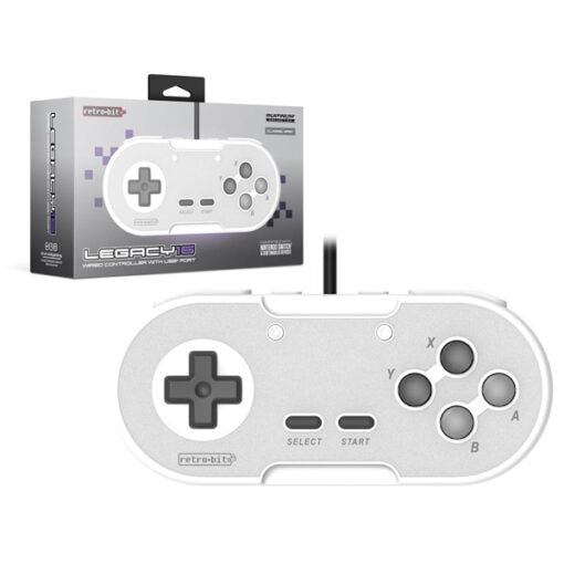 Retro Bit Legacy 16 wired Controller with USB Port White - VGMX
