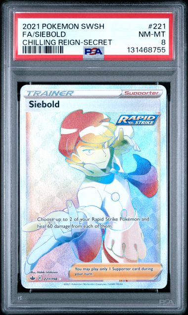Pokemon: Siebold (Secret) - 221/198 - Chilling Reign - PSA 8